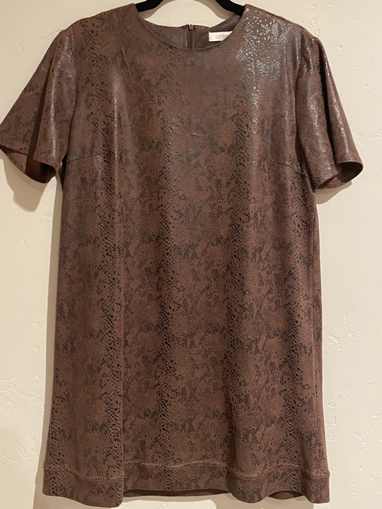 Harper Dresses & Skirts - Brown Snake-Print faux leather Shift Dress. EUC 20 PTP.